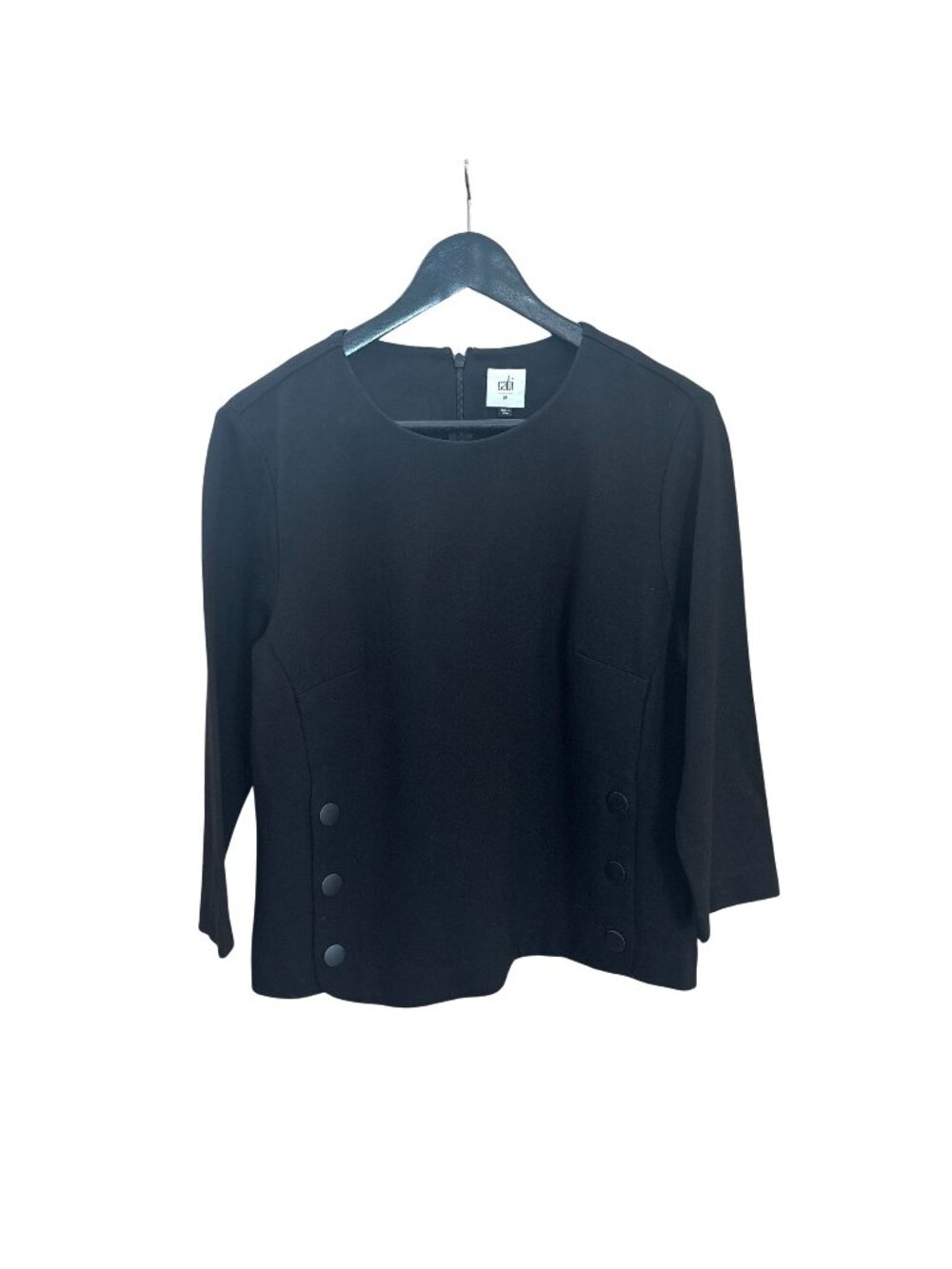 Cabi Black Osaka Nights Snap Long Sleeve Top Medium